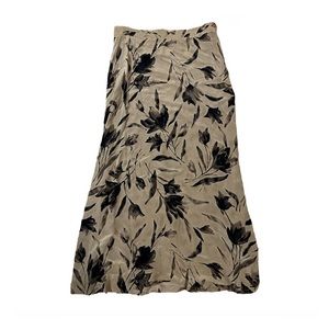 Jones New York Floral Maxi Skirt, Size 12, Beige and Black